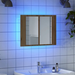 856283 vidaXL LED огледален шкаф Artisan Oak 60x12x45 cm Инженерна дървесина