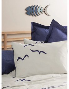 Синьо-кремаво единично спално бельо от памук Renforcé 140x200 cm Larum – Mijolnir