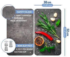 Капаци за печка в комплект от 2 броя от закалено стъкло 52x30 cm Rosemary - Maximex