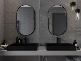 Mexen Loft овално огледало за баня 90 x 55 см, черна рамка - 9851-090-055-000-70