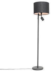 Подова лампа черна с бял интериор и лампа за четене - Jelena