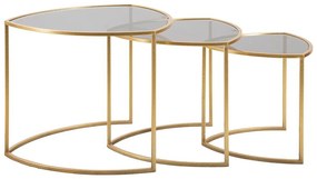 Кръгли масички за кафе със стъклен плот в златисто в комплект от 3 броя ø 60 cm Triangle – Mauro Ferretti