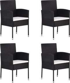 318727 vidaXL Градински столове кремавобели възглавници 4 бр черен полиратан