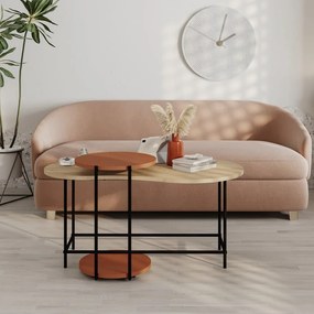 Масички за кафе в комплект от 2 бр. с дъбов плот в тухлен и естествен цвят 65x103 cm Rosie – Marckeric