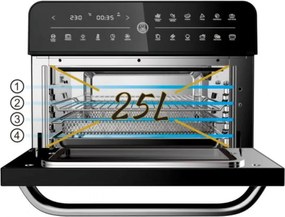 Мултифункционална фурна с горещ въздух ZEPHYR ZP 1441 V Deluxe  ZEPHYR, 25 литра, 1800W, 12 функции, Таймер, Черен - Black