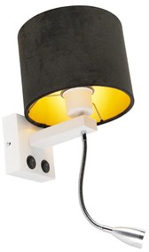Модерна стенна лампа бяла с черен кадифен абажур - Brescia
