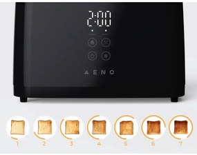 Тостер за хляб AENO ATS0002B, 930W, 7 степени, Сензорно управление, Обратен таймер, Защита при засядане, Тих, Черен