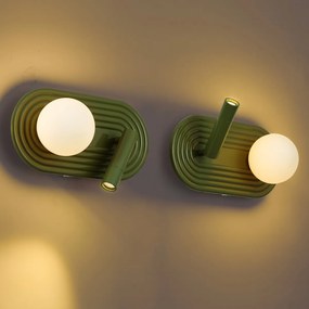 Комплект от 2 зелени стенни лампи с LED 3-степенно димиране и USB-C - Lila