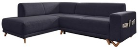 Антрацитен разтегателен/с място за съхранение ъглов диван (ляв ъгъл/L форма) Classy Sophie – Miuform