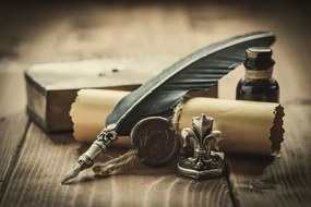 Фототапет – Историческо перо и пергамент