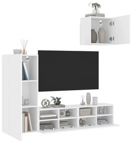 3216500 vidaXL ТВ стенни модули, 4 части, бели, инженерно дърво