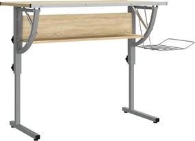 340930 vidaXL Бюро дъб сонома и сиво 110x53x(58-87)см инженерно дърво/стомана