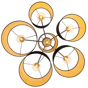 Таванна лампа черна със златен интериор 6-светлина - Multidrum