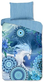 Синьо единично фланелено спално бельо 140x200 cm Lumi – HIP