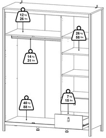 Черен гардероб с огледало 150x199x58 cm Madrid – Tvilum