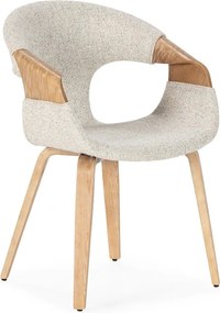 Бежови тапицирани трапезни столове в комплект с подлакътници 2 бр. Elif – MOME