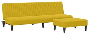 3216278 vidaXL Комплект дивани от 2 части, жълт, кадифе