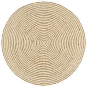 Sonata Ръчно тъкан килим от юта, принт на спирали, бял, 150 см