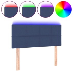 3121600 vidaXL LED горна табла за легло, синя, 90x5x78/88 см, плат
