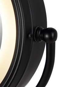 Дизайнерско стенно огледало черно с LED регулируемо IP44 с шнур - Vicino