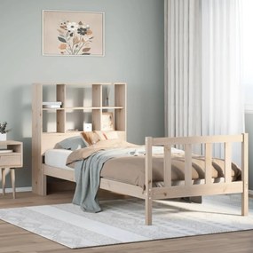 3321700 vidaXL Легло с рафтове за книги, без матрак, 100x200 см, бор масив