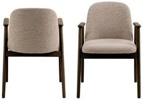 РОДЭРИЦ Ляттэ Бэигэ (тъкан Монза 60)/рамка от лакиран опушен дъб (цвят орех) - ДЪРВЕН СТОЛ БУКЛЕ РЕТРО