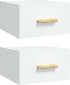 812835 vidaXL Нощни шкафчета за стенен монтаж, 2 бр, бели, 35x35x20 см