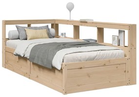 3324466 vidaXL Легло с рафтове за книги, без матрак, 100x200 см, бор масив