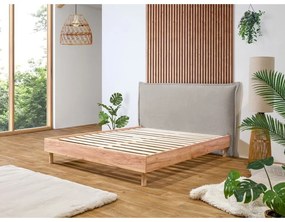 Светлосиво/естествено двойно легло с решетка 160x200 cm Charlie - Bobochic Paris