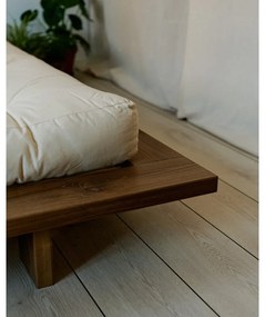 Кафяво двойно легло от борова дървесина с решетка 160x200 cm Japan - Karup Design