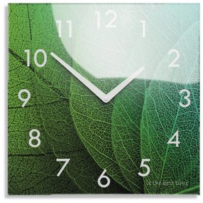 Декоративен стъклен часовник с мотив листа, 30 см