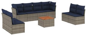 3255914 vidaXL Градински диван с възглавници, 9 части, полиратан, сив