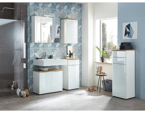 Дъбов нисък шкаф за баня в бял\естествен цвят 39x86 cm Pescara - Germania