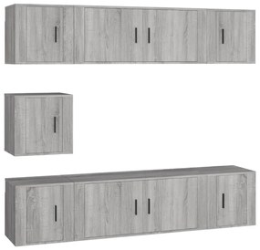 3188668 vidaXL Комплект ТВ шкафове от 7 части, сив сонома, инженерно дърво