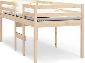 821619 vidaXL Високо легло, 75x190 см, борово дърво масив