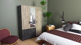 Гардероб Coben с три листа-Oak-Gray