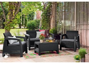 Сив градински комплект за отдих за 4 Bahamas – Keter