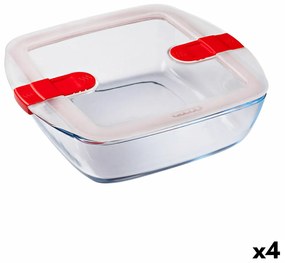 Херметическа Кутия за Обяд Pyrex Cook & Heat 25 x 22 x 7 cm 2,2 L Прозрачен Cтъкло (4 броя)