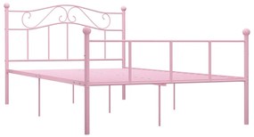 284539 vidaXL Рамка за легло, розова, метал, 120x200 см