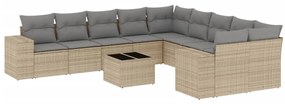 3255456 vidaXL Градински диван с възглавници, 11 части, бежов полиратан