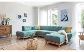 Тюркоаз разтегателен ъглов диван (ляв ъгъл/"U" форма) Dazzling Daisy – Miuform