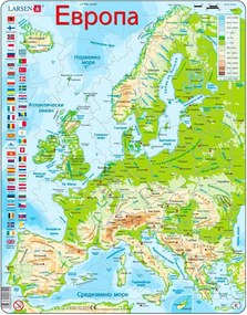 Larsen - Пъзел: Образователен – "Карта на Европа" – 87 части, голям