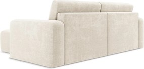 Кремав шенилов сгъваем/с място за съхранение ъглов диван (десен ъгъл) Kona – Makamii