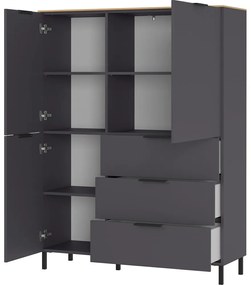 Сив висок скрин от дъб 109x146 cm California - Germania