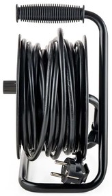 Удължител с макара Muhler 1006184, 3200W, 4 гнезда, 15 м, H05VV-F, IP20, Детска защита, Черен