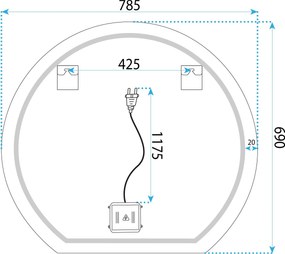 Огледало LED 80cm Fabio