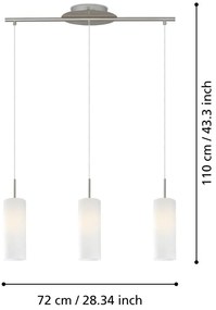 Бяло и сребристо висящо осветително тяло със стъклен абажур TROY 3 – EGLO