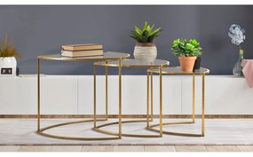 Кръгли масички за кафе със стъклен плот в златисто в комплект от 3 броя ø 60 cm Triangle – Mauro Ferretti