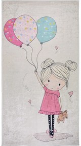 Сетски килим подходящ за пране в розово и цвят слонова кост 100x160 cm Girl &amp; Baloons – Vitaus