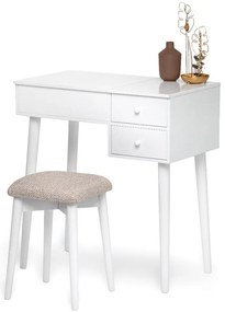 Бяла тоалетка с огледало, кутия за бижута и 2 чекмеджета Красота - Bonami Essentials